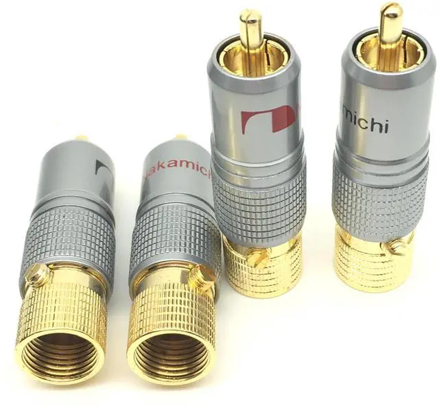 Alt view image 4 of 6 - 4pcs NAKAMICHI 10mm Gold Plated RCA Plug Locking Non Solder Plug RCA Coaxial Connector Socket Adapter factory