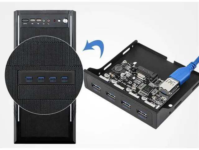 Alt view image 6 of 6 - PCI-E to USB 3.0 PC Front Panel USB 3 Expansion Card PCIE USB3 Adapter 3.5" Floppy USB3.0 Front Panel Bracket PCI Express Riser