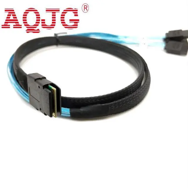 Alt view image 4 of 4 - SFF-8087 Mini SAS 4i 36P to 4SATA 7P With Latch Black Cable 100cm
