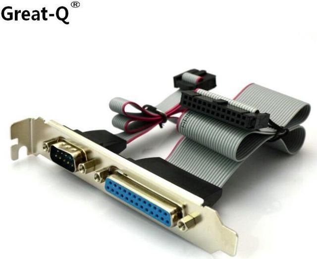 Main image of Great-Q 2pcs DB25 25Pin Parallel Port Printer LPT & RS-232 RS232 COM DB9 9Pin Serial Port Cable Cord Wire Bracket 40cm