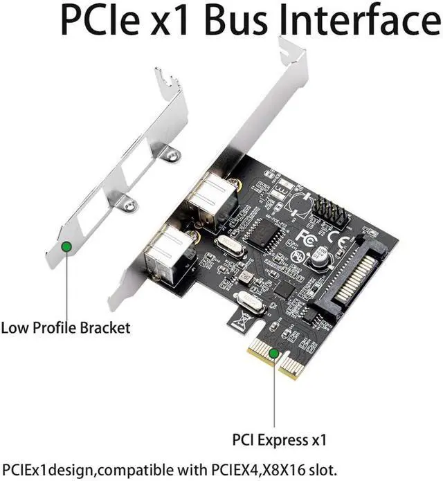 Alt view image 5 of 6 - IOCREST PCI Express 2 Ports PS2 PS/2 for PC Keyboard Mouse Adapter  Expansion Card with 4 Pin Power Connector