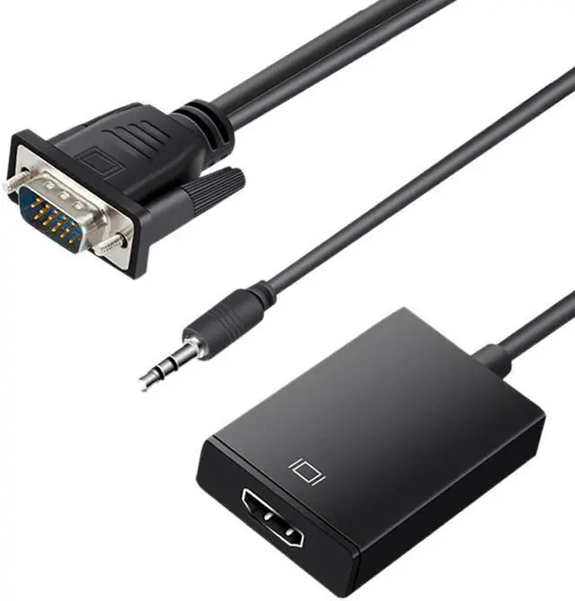 Alt view image 3 of 6 - VGA Male to HDMI Female Adapter Converter Cable With 3.5 mm Audio Output 1080P VGA to HDMI for PC laptop to HDTV Projector ps4