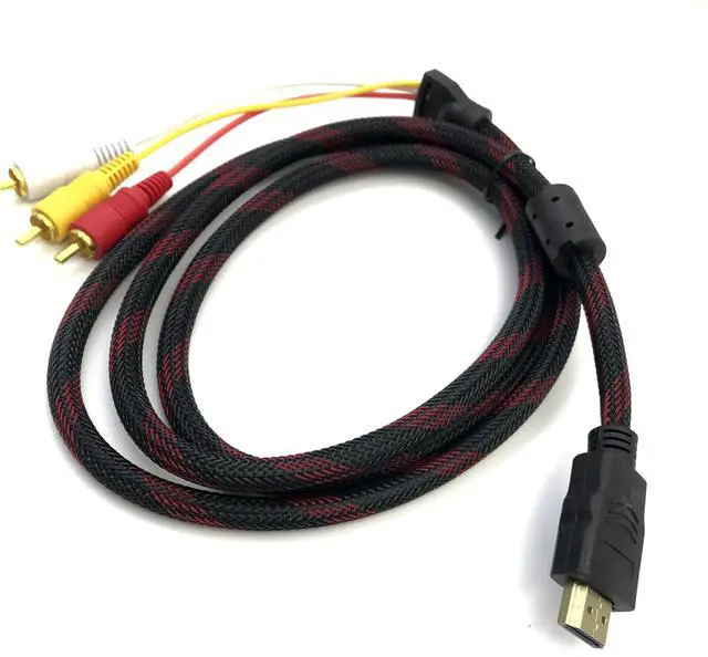 Alt view image 5 of 5 - High Qulity 1.5m Hdmi Male To 3 Rca Video Audio Av Cable Cord Adapter For Tv Hdtv Dvd 1080p High Definition Video Output