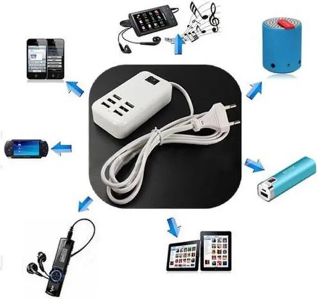 Alt view image 3 of 4 - est 6 Port Portable USB Hub Desktop Wall Charger AC Power Adapter EU Plug Slots Charging Extension Socket Outlet With Switch