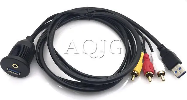 Main image of 1m Car Dashboard Flush Mount Panel USB 3.0 3.5mm AUX RCA Extension Flush Mount Male to Female Cable Car Styling Dashboard