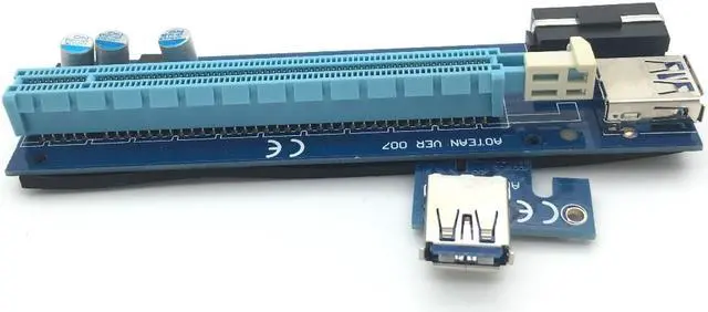 Alt view image 3 of 6 - 30cm PCIe PCI-E PCI Express Riser Card 1x to 16x with USB3.0 Cable SATA to 6Pin power cable riser for bitcoin mining Machine
