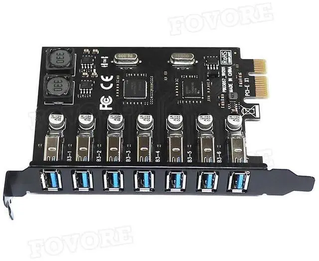 Alt view image 5 of 6 - USB PCIe adapter 7 port  USB 3 Hub PCI e adapter PCI express USB3 controller USB3.0 PCI-e expansion board card for Desktop