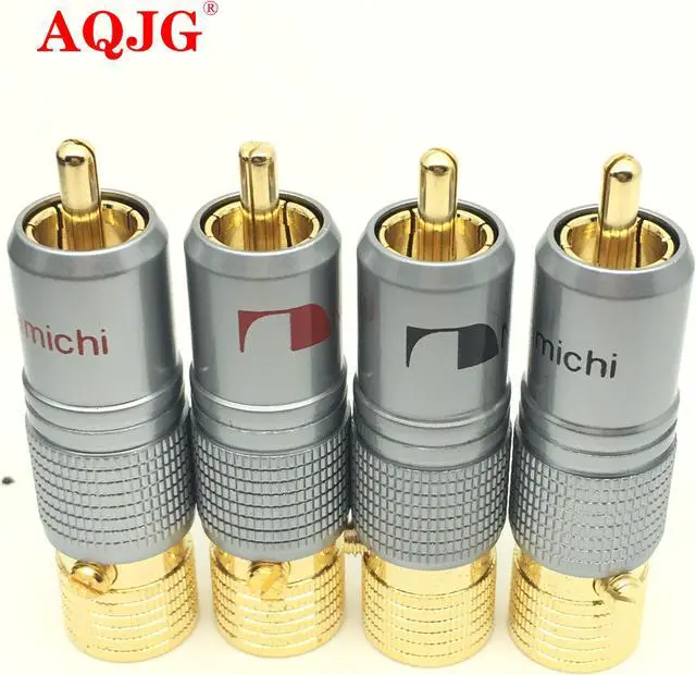 Main image of 4pcs NAKAMICHI 10mm Gold Plated RCA Plug Locking Non Solder Plug RCA Coaxial Connector Socket Adapter factory