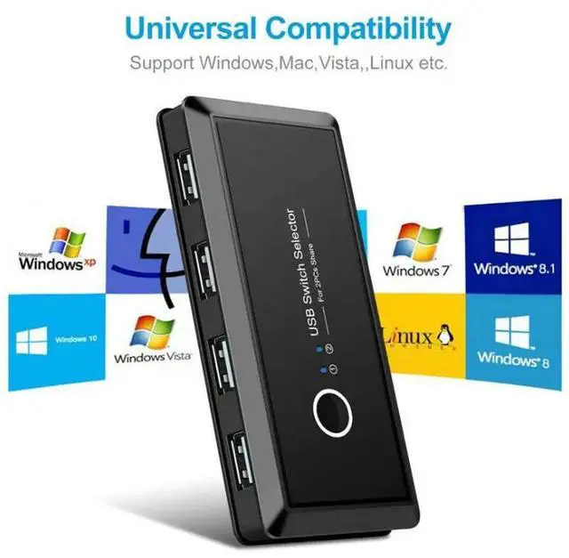 Alt view image 4 of 6 - USB Switch Selector 4 Ports USB 2.0 Sharing Switcher adapter For PC Scanner Printer