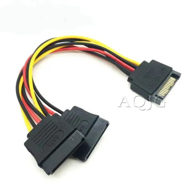 Alt view image 3 of 4 - Universal SATA 15Pin Male To 2 SATA 15 Pin Female 15Pin Power HDD Splitter Connector Cable for PC Computer Black 10pcs