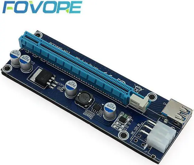 Alt view image 3 of 6 - 006C PCIe 1x to 16x Express Riser Card Graphic pci-e riser Extender 60cm USB 3.0 Cable SATA to 6Pin Power for BTC mining