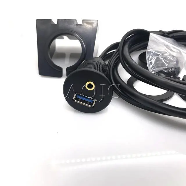 Alt view image 5 of 6 - 1m Car Dashboard Flush Mount Panel USB 3.0 3.5mm AUX RCA Extension Flush Mount Male to Female Cable Car Styling Dashboard