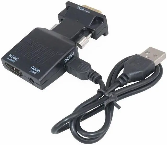 Alt view image 5 of 6 - VGA Male to HDMI Female Converter with Audio Adapter Cables 1080P for HDTV Monitor Projector PC PS3