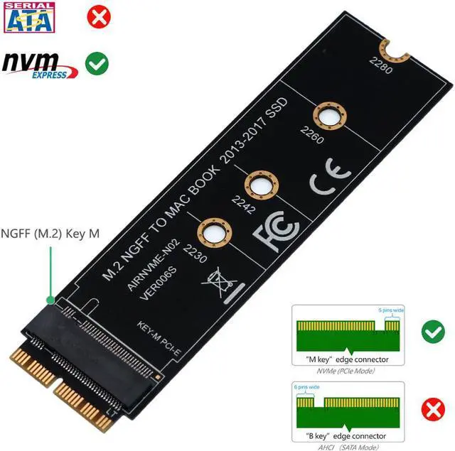 Alt view image 4 of 6 - M.2 NVME SSD Convert Adapter Card for Upgrade MacBook Air (2013-2017)