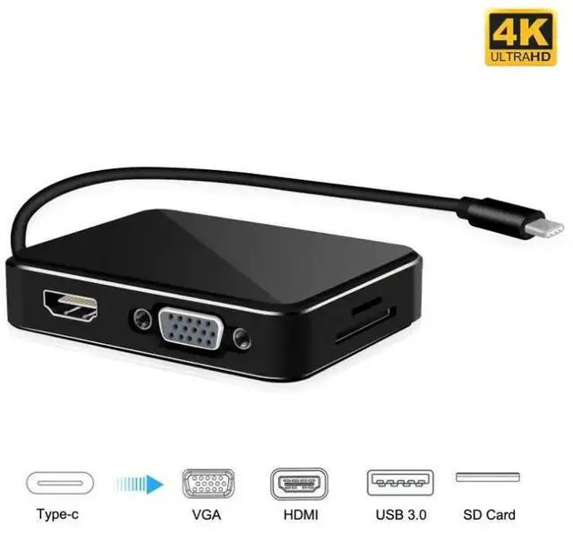 Alt view image 4 of 4 - 7-in-1 USB-C HUB Type-C To HDMI+VGA+USB3.0+SD+TF Seven-In-One Converter USB-C Multi-Function Docking Station