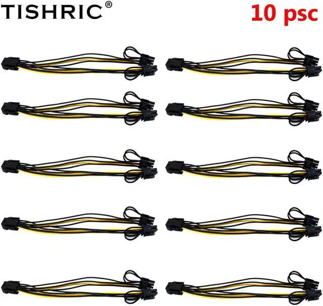 Main image of 10pcs TISHRIC PCI Express PCIE 6 Pin to Dual 8 6+2 Pin Graphic Video Card Adapter Power Supply Splitter Cable For Mining riser