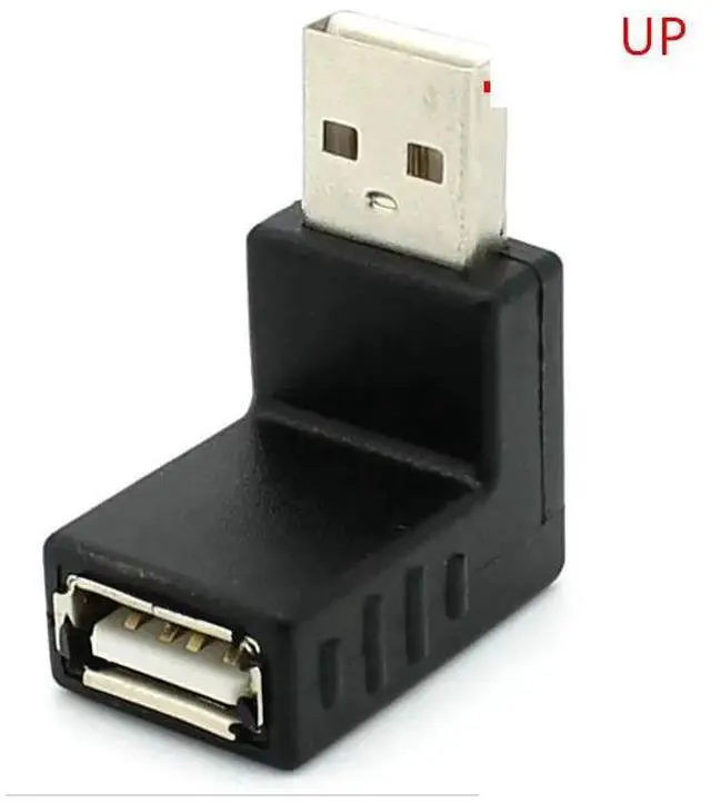 Alt view image 5 of 5 - 90 degree USB 2.0 A male to female Left and right angled adapter USB 2.0 AM/AF Connector for laptop PC Computer Black