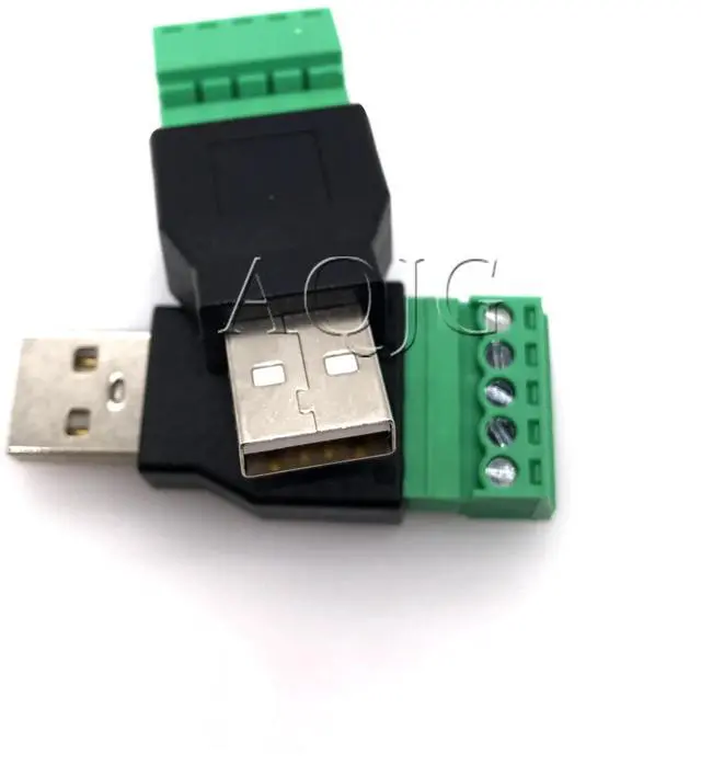 Main image of 1Pc USB 2.0 Type A Male/Female to 5 Pin Screw Connector USB Jack with Shield USB2.0 to Screw Terminal Plug