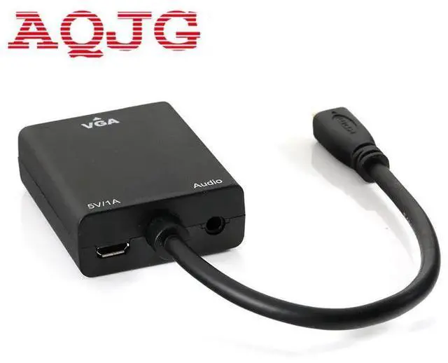 Alt view image 2 of 3 - Mini HDMI to VGA Male to Female Video HDTV Converter Adapter with 3.5mm Audio output Cable 1080P