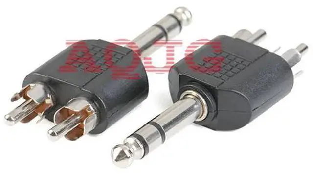 Main image of 100pcs/lot Stereo Sophomore Jack 6.35 Audio Connector Plug Turn Dual RCA Lotus Male, 6.5 One Point Two Male Lotus