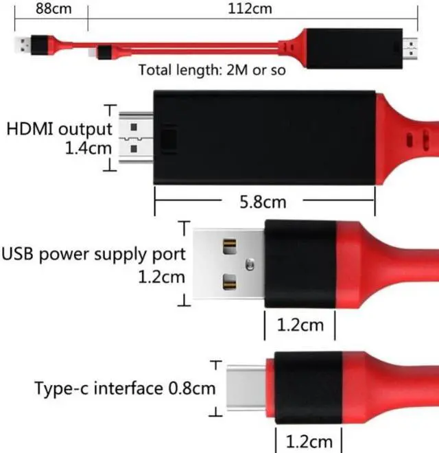 Alt view image 6 of 6 - 2 in 1 USB-C Type C To HDMI-compatible Cable 4K*2K HD Video Audio Charging Adapter For Samsung Galaxy Note 8 LG G6 G5 V20