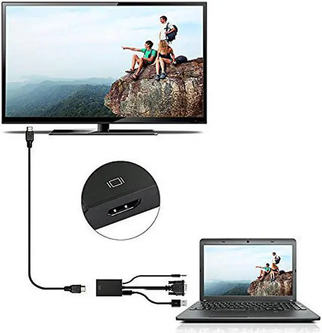 Alt view image 6 of 6 - VGA Male to HDMI Female Adapter Converter Cable With 3.5 mm Audio Output 1080P VGA to HDMI for PC laptop to HDTV Projector ps4