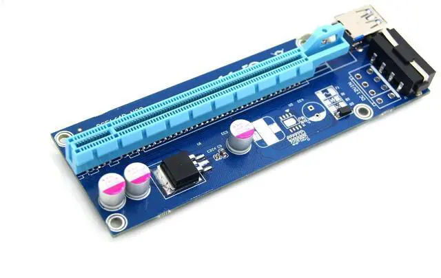 Alt view image 3 of 3 - PCI-E 1X To 16X Pcie Extension Cable USB3.0 Mining Adapter Card Graphics Extension Riser Converter Cable4pin Interface X1 To X16