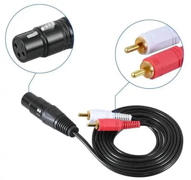 Alt view image 2 of 6 - Audio RCA Cable 2RCA Male to XLR 3 Pin Male Female Cannon Amplifier Mixing Plug AV Cable  XLR to Dual RCA Cable 1.5M