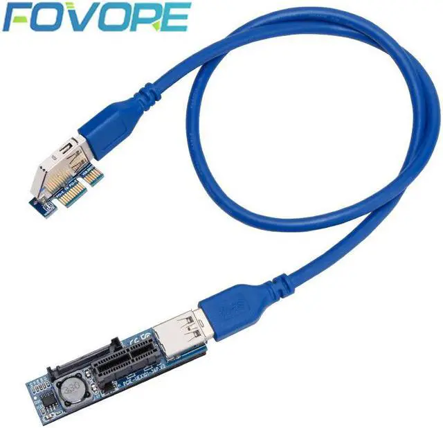 Main image of PCI-E Extender PCI E 1X to 1X Riser USB 3.0 Cable SATA Power Working for Motherboard PCI-E x1 Slot Bitcoin Miner Antminer Mining