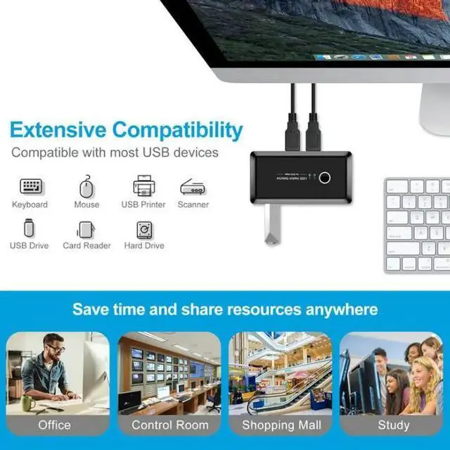 Alt view image 5 of 6 - USB Switch Selector 4 Ports USB 2.0 Sharing Switcher adapter For PC Scanner Printer