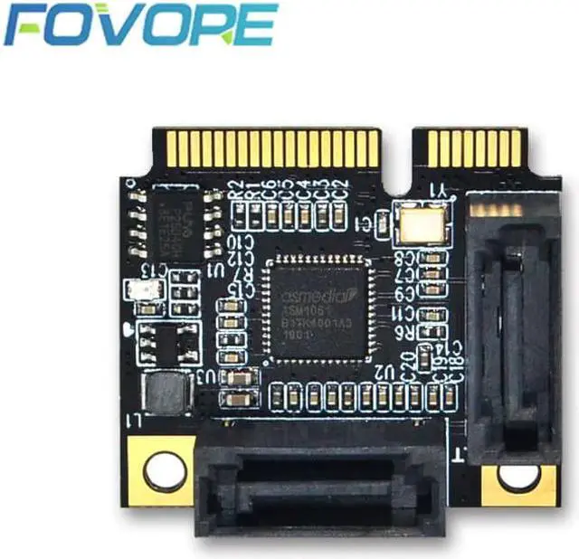 Alt view image 2 of 6 - Add On Cards Mini PCI-E PCI Express to 2 Ports SATA 3.0 Converter SSD HDD SATA3 Controller Expansion Card SATA Multiplier
