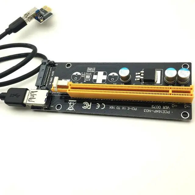 Alt view image 4 of 5 - 2017  60CM PCI Express PCI-E 1X to 16X Riser Card Extender PCIE Adapter + USB 3.0 Cable & 15Pin SATA to 4Pin IDE Power Cord