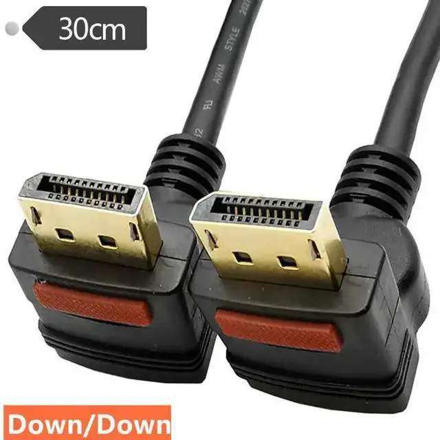 Alt view image 4 of 5 - Angled DisplayPort Male to DP Display Port Male  with Connector clasp control button  Cable