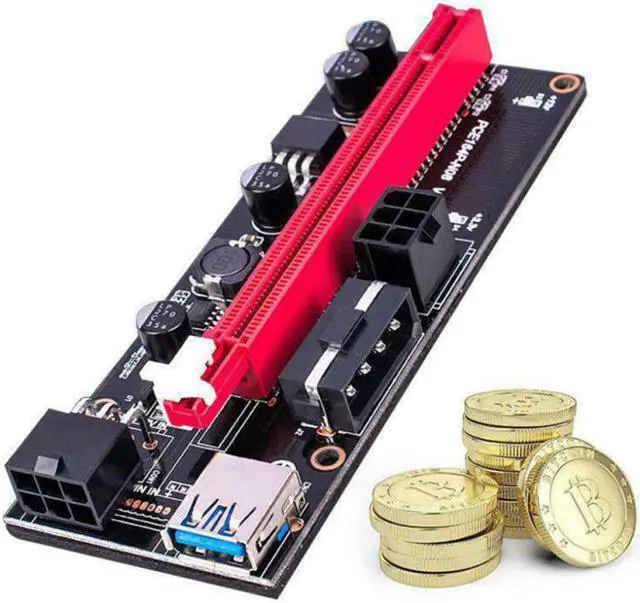 Alt view image 4 of 6 - 60cm  PCI-E Riser Card VER009S  1x 4x 8x 16x Extender PCI-E   GPU Dual 6Pin Adapter Card SATA 15pin For Bitcoin Mining