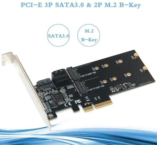 Alt view image 3 of 6 - SATA Raid Controller SATA Raid M.2 PCI Express Raid Card 2Port SATA3.0 6Gbps + 2Port M2 NGFF SSD B Key Support RAID0 RAID1 AHCI
