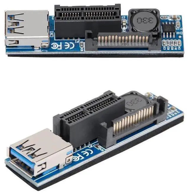 Alt view image 5 of 6 - PCI-E Extender PCI E 1X to 1X Riser USB 3.0 Cable SATA Power Working for Motherboard PCI-E x1 Slot Bitcoin Miner Antminer Mining