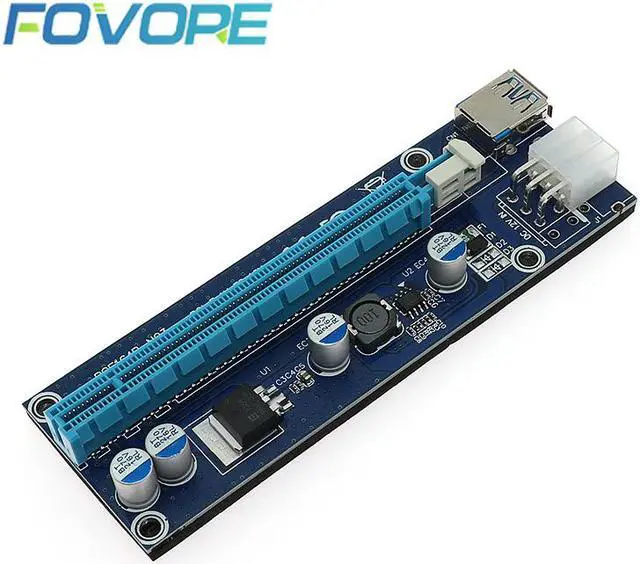 Alt view image 2 of 6 - 006C PCIe 1x to 16x Express Riser Card Graphic pci-e riser Extender 60cm USB 3.0 Cable SATA to 6Pin Power for BTC mining