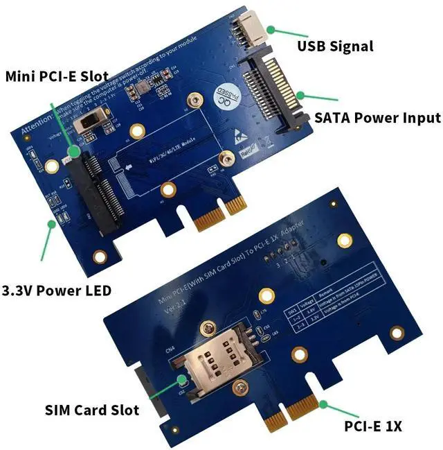 Alt view image 5 of 6 - Update PCI-E WiFi Adapter Wifi Bluetooth Adapter Mini PCI Express to PCIE X1 Network Card for Mini PCI E Wifi 3G/4G/LTE+SIM Slot