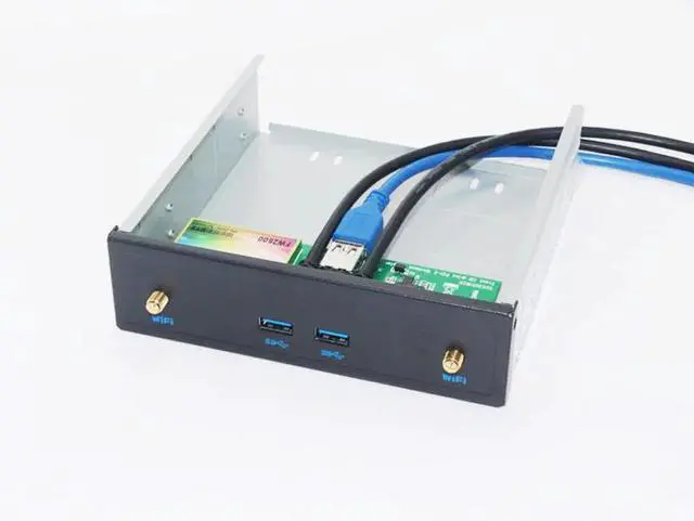 Alt view image 3 of 6 - Wireless Network Card Front Antenna USB PCI-E 1x to 2 Port USB 3.0 Card 5.25" Floppy Bay Front Panel USB 3 Hub Wireless Adapter