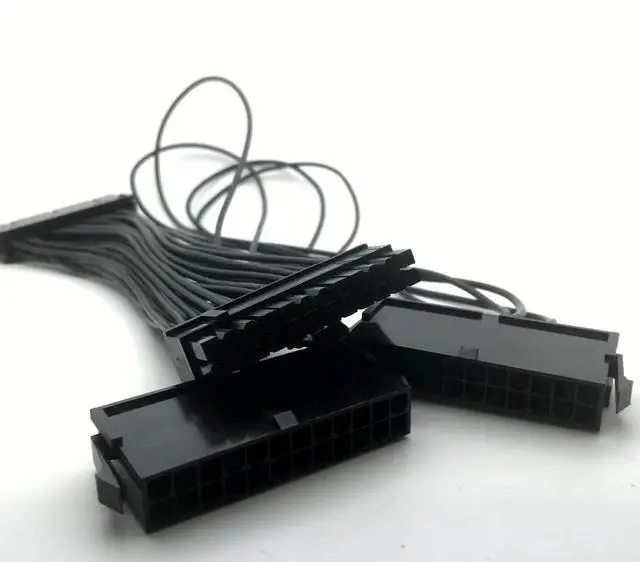 Alt view image 2 of 5 - 24Pin 20+4pin Dual PSU ATX Power Supply Adaptor Cable Connector for Mining 30cm