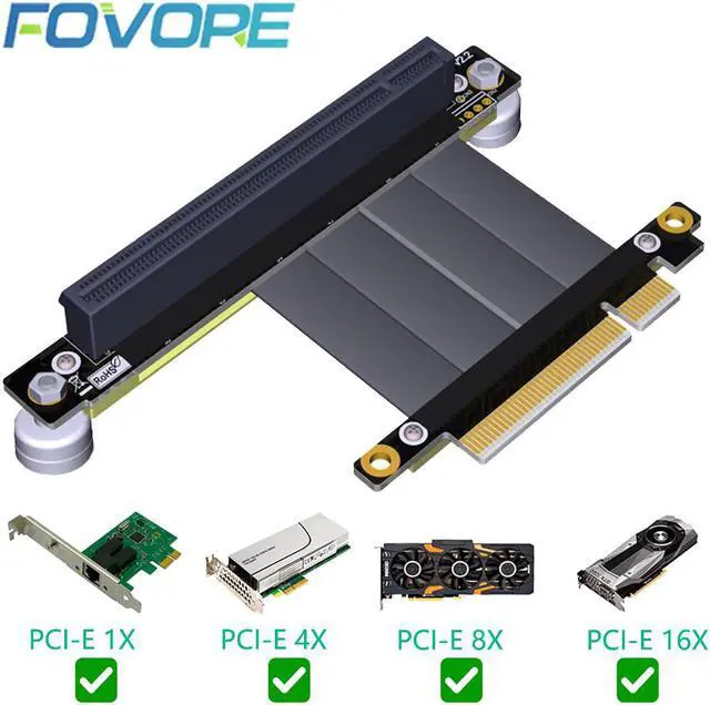 Main image of PCIE Riser PCI Express PCI E 8X to 16X Riser Card Ribbon Extender Extension 17cm Cable PCI-Express Gen3 8Gbps with Magnetic Base