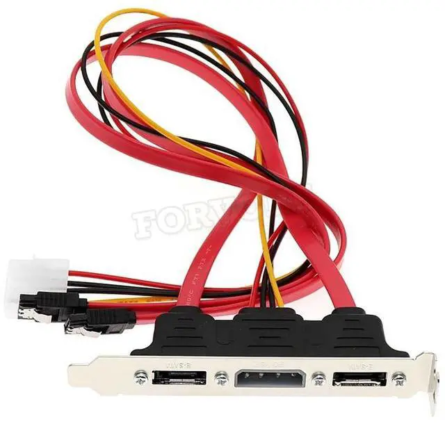 Alt view image 6 of 6 - Dual SATA to 2 Ports eSATA + 4 Pin IDE Power PCI Bracket Slot Cable