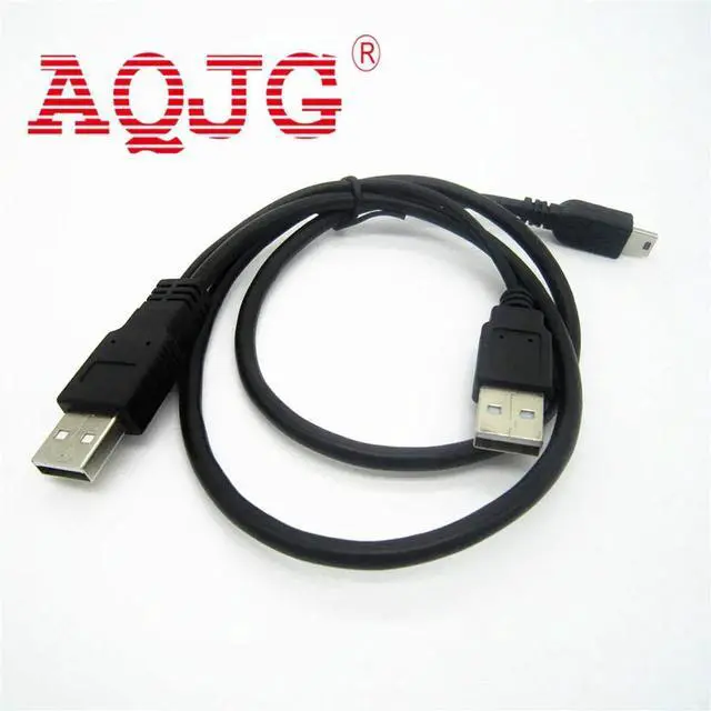Alt view image 2 of 3 - USB2.0 USB 2.0 double A Type 2A Male to Mini 5 Pin Male Y Cable 0.7m 70cm 2ft For 2.5" Mobile Hard Disk Drive HDD