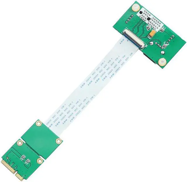 Alt view image 6 of 6 - Add On Cards Mini PCI-E to PCI Express 1X Adapter Riser Extension Cord Mini PCIE to PCIE X1 USB 2.0 Card Riser FFC Cable