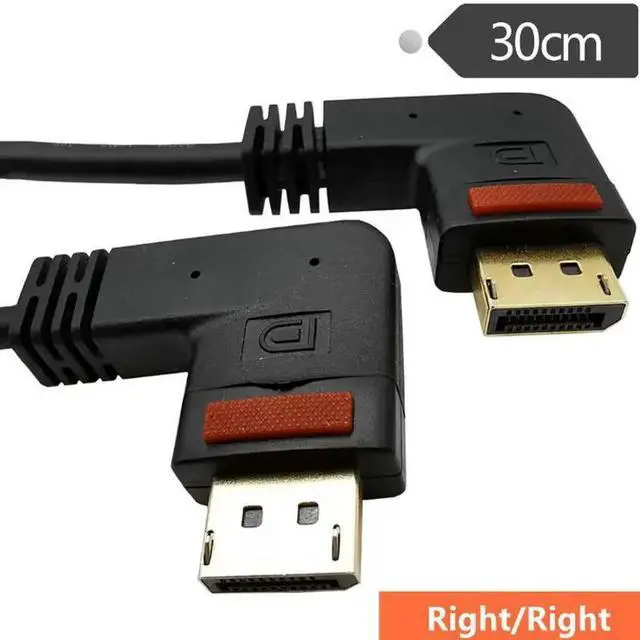 Alt view image 2 of 5 - Angled DisplayPort Male to DP Display Port Male  with Connector clasp control button  Cable