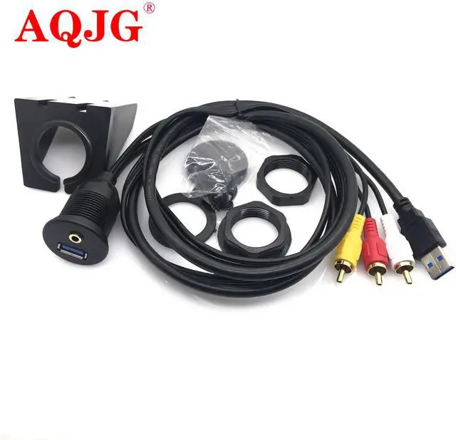 Alt view image 6 of 6 - 1m Car Dashboard Flush Mount Panel USB 3.0 3.5mm AUX RCA Extension Flush Mount Male to Female Cable Car Styling Dashboard