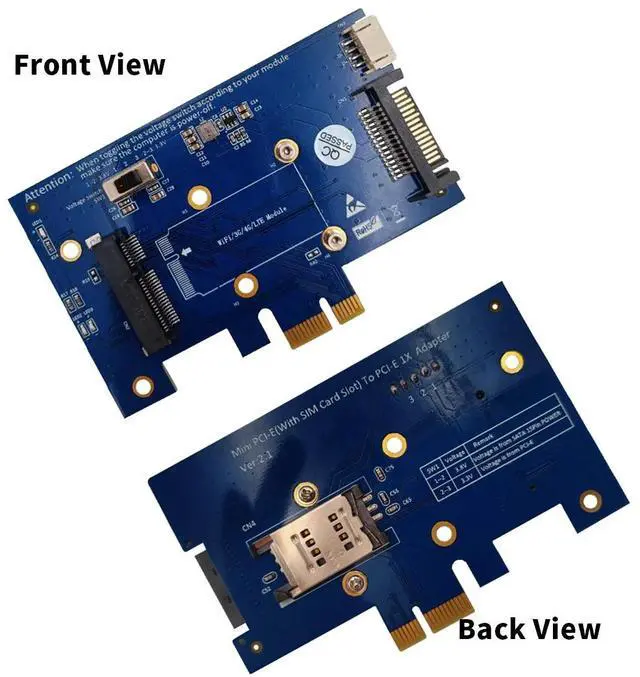 Alt view image 4 of 6 - Update PCI-E WiFi Adapter Wifi Bluetooth Adapter Mini PCI Express to PCIE X1 Network Card for Mini PCI E Wifi 3G/4G/LTE+SIM Slot