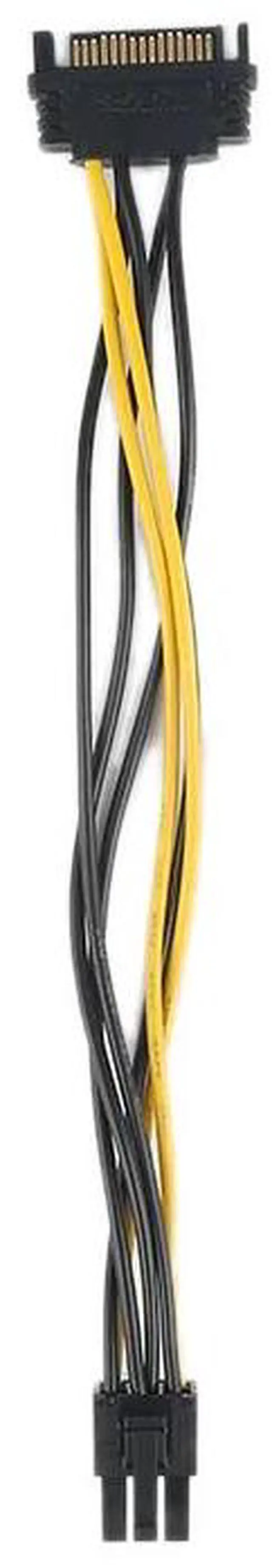 Alt view image 6 of 6 - PCI-Express PCIE 15Pin To Dual 6 Pin SATA Graphic Video Card Adapter Power Supply Cable 20cm  Data Cable Portable