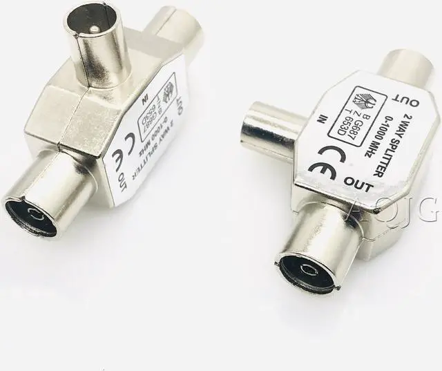 Alt view image 2 of 6 - 1pc TV9.5 1 Male 2 Female TV Antenna Plug Tee Conversion Cable Joint Adapter for 9.5 interface Video Equipment Connector