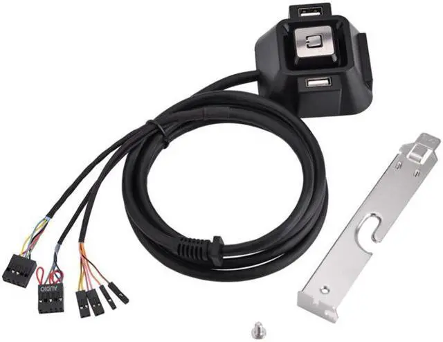 Alt view image 2 of 6 - Desktop Power Switch 1.2m Computer PC Power Supply on/off Reset Button Switch Extender Cable With Dual USB Port Dual Audio Plug